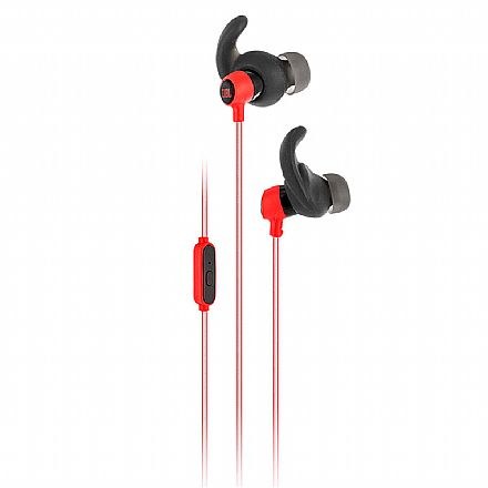 Fone de Ouvido - Fone de Ouvido Esportivo Intra-Auricular JBL Reflect Mini - com Microfone - Resistente a Suor - Conector P2 - Preto e Vermelho - JBLREFMINIRED