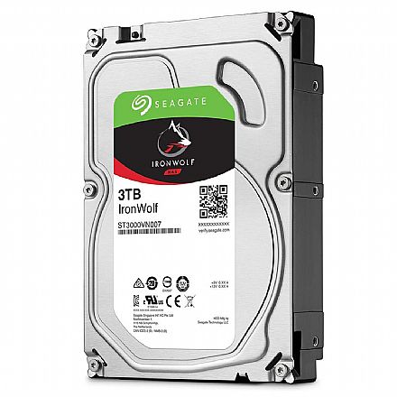 HD (Disco Rígido) - HD 3TB NAS SATA - 5900RPM - 64MB Cache - Seagate IronWolf - ST3000VN007