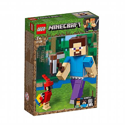 Brinquedo - LEGO Minecraft BigFig - Grande Steve com o Papagaio - 21148
