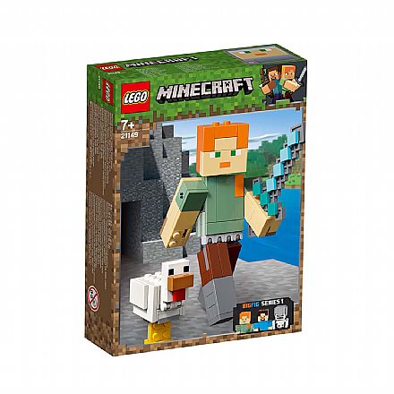 Brinquedo - LEGO Minecraft BigFig - Grande Alex com a Galinha - 21149