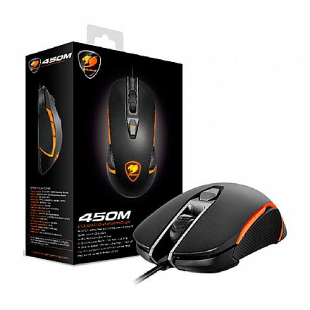 Mouse Gamer Cougar 450M Black Gray Edition - 5000dpi - 8 botões programáveis - Sensor PMW3310DH - Laranja - CGR-WOMI-450 Mouse - Mouse Gamer Cougar 450M Black Gray Edition - 5000dpi - 8 botões programáveis - Sensor PMW3310DH - Laranja - CGR-WOMI-450