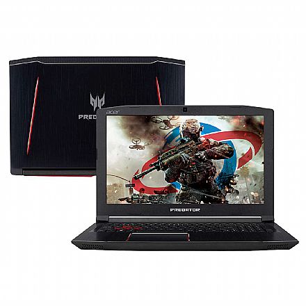 Notebook - Notebook Acer Predator Helios 300 G3-572-75L9 - Tela 15.6" IPS Full HD, Intel i7 7700HQ, 16GB, HD 2TB + SSD 256GB, GeForce GTX 1060 6GB, Windows 10