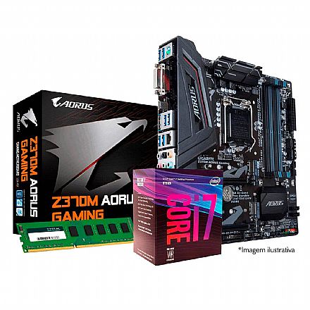 Processador Intel - Kit Upgrade Intel® Core™ i7 8700 + Gigabyte Z370M AORUS GAMING + Memória 8GB DDR4