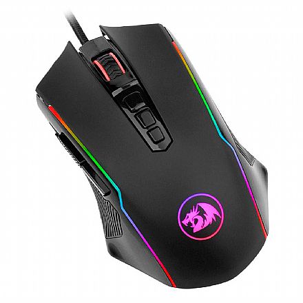 Mouse - Mouse Gamer Redragon Ranger Black - 12400dpi - 9 Botões Programáveis - LED RGB - M910-RGB