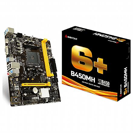 Placa Mãe para AMD - Biostar B450MH (AM4 - DDR4 3200 O.C) Chipset AMD B450 - Slot M.2 - Micro ATX