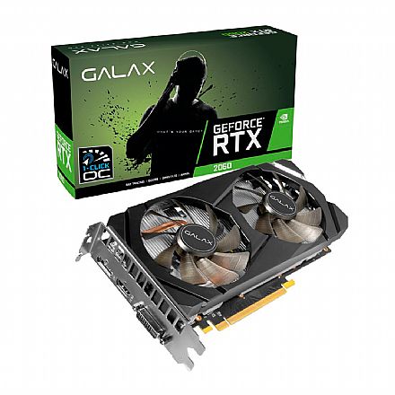 Placa de Vídeo - GeForce RTX 2060 6GB GDDR6 192bits - 1-Click OC - Galax 26NRL7HPX7OC - Selo LHR