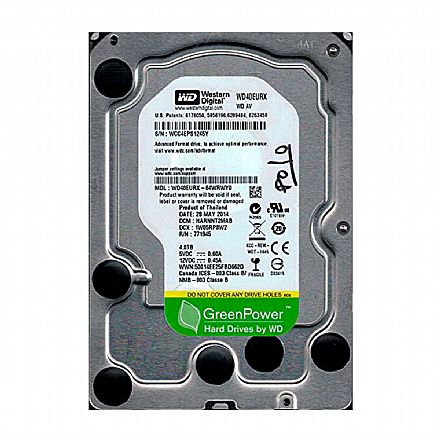 HD (Disco Rígido) - HD 4TB SATA - 5400RPM - 64MB Cache - Western Digital Green - WD40EURX-64WRWY0