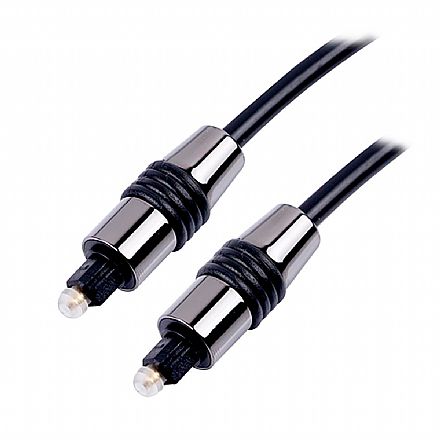 Cabo Óptico Digital Toslink - para Áudio Digital - com Ponta Metálica - 2 Metros - Plus Cable Toslink OAT-21 Cabo & Adaptador - Cabo Óptico Digital Toslink - para Áudio Digital - com Ponta Metálica - 2 Metros - Plus Cable Toslink OAT-21