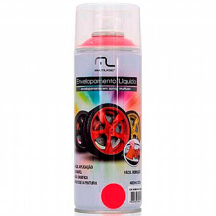 Acessorio automotivo - Spray de Envelopamento Líquido Emborrachado Multilaser - 400ml - Vermelho Fluorescente - AU424