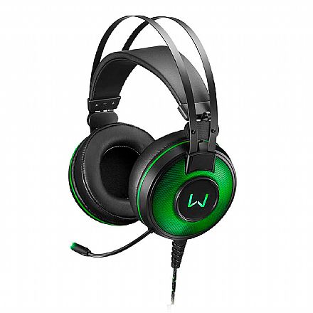 Fone de Ouvido - Headset Gamer Multilaser Warrior Raiko - Áudio 7.1 Canais 3D - com Microfone - LED Verde - Conector USB - PH259