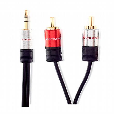 Acessorios de som - Cabo de Áudio P2 para 2 RCA Stereo (P2 M X 2 RCA M) - 1.8 metros - Preto - Multilaser WI287