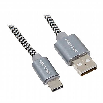 Cabo & Adaptador - Cabo USB-C para USB - 1,5 metros - USB Tipo C - Cabo Revestido de Nylon - Multilaser WI345