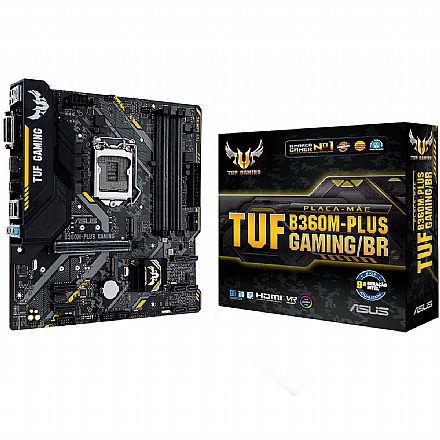 Placa Mãe para Intel - Asus TUF B360M-PLUS GAMING/BR (LGA 1151 - DDR4 2666) - Chipset Intel B360 - USB 3.1 Tipo C - Slot M.2 - Micro ATX