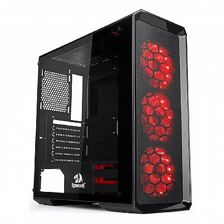 Gabinete - Gabinete Gamer Redragon Grimlock - com Coolers RGB - Laterais em Vidro Temperado - GC-602