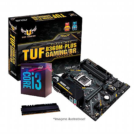 Kit Upgrade - Kit Upgrade Intel® Core™ i3 8100 + Asus TUF B360M-PLUS GAMING/BR + Memória 8GB DDR4