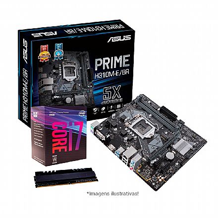 Kit Upgrade - Kit Upgrade Intel® Core™ i7 8700 + Asus Prime H310M-E/BR + Memória 8GB DDR4