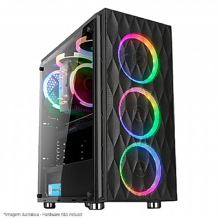 Gabinete - Gabinete Liketec Horus - com Coolers RGB - Lateral em Vidro Temperado - USB 3.0