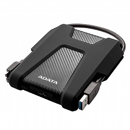 HD Externo - HD Externo 1TB Portátil Adata HD680 - Proteção Anti Impacto - USB 3.1 - Preto - AHD680-1TU31-CBK