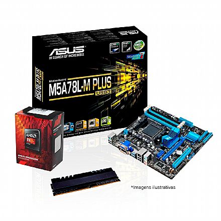 Kit Upgrade - Kit Upgrade AMD FX-6300 + Asus M5A78L-M PLUS/USB3 + Memória 4GB DDR3