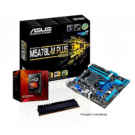 Kit Upgrade - Kit Upgrade AMD FX-8350 + Asus M5A78L-M PLUS/USB3 + Memória 8GB DDR3