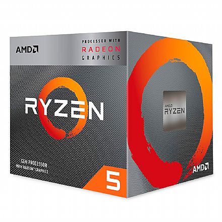 Processador AMD - AMD Ryzen 5 3400G Quad Core - 8 Threads - 3.7GHz (Turbo 4.2GHz) - Cache 6MB - AM4 - TDP 65W - Radeon™ VEGA 11 Graphics - YD3400C5FHBOX