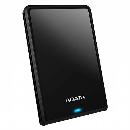 HD Externo - HD Externo 1TB Portátil Adata HV620S - Design Slim - USB 3.1 - Preto - AHV620S-1TU31-CBK