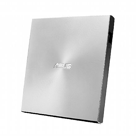 Gravador - Gravador DVD Externo Asus Ultra Slim - Portátil - USB - Prata - SDRW-08U7M-U