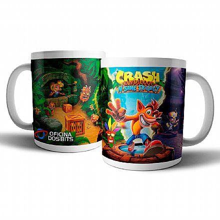 Acessórios - Caneca de porcelana - Crash Bandicoot - Oficina dos Bits