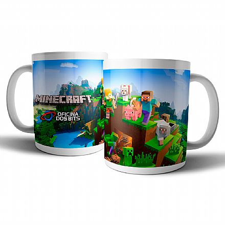 Acessórios - Caneca de porcelana - Minecraft - Oficina dos Bits