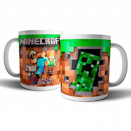 Acessórios - Caneca de porcelana - Minecraft: Creeper - Oficina dos Bits