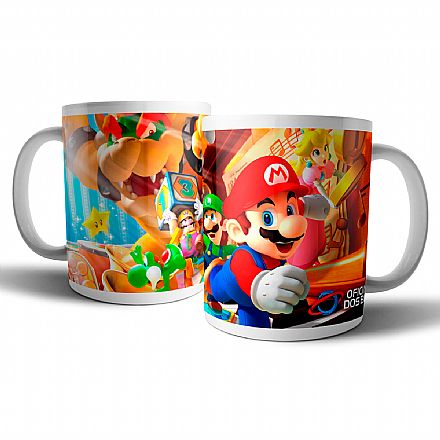 Acessórios - Caneca de porcelana - Mario Party - Oficina dos Bits