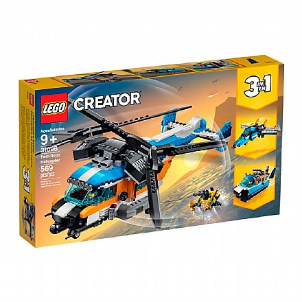 Brinquedo - LEGO Creator - Modelo 3 Em 1: Helicóptero de Duas Hélices - 31096