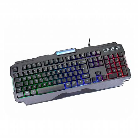 Teclado - Teclado Gamer K-Mex Solid Snake - Iluminação LED em 3 cores com efeito - Teclas Anti-Ghosting - ABNT2 - KM7728