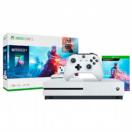 Videogame - Console Microsoft Xbox One S 1TB Branco + Game Battlefield V - 234-00877