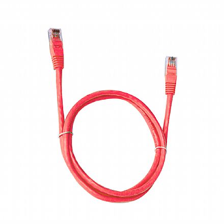 Cabo de rede - Cabo de Rede UTP (Patch Cord) RJ45 Cat 6 - 10 metros - Vermelho - Plus Cable PC-ETH6U100RD