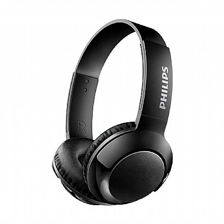 Fone de Ouvido - Fone de Ouvido Bluetooth Philips Bass+ SHB3075BK/00 - com Microfone Embutido - Preto