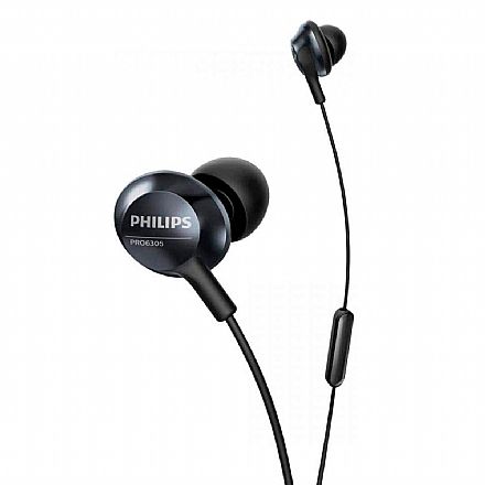Fone de Ouvido - Fone de Ouvido Intra-Auricular Philips Hi-Res Audio Performance PRO6305BK/00 - com Microfone - Conector P2 - Preto