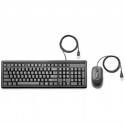 Kit Teclado e Mouse - Kit Teclado e Mouse USB HP 160 - ABNT2 - 1000dpi - 6HD76AA