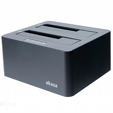 Storage / Case / Dockstation - Docking Station para SSD e HD 2.5" / 3.5" SATA Akasa DuoDock X3 - USB 3.1 - Duplicador de HD - AK-DK08U3-BK