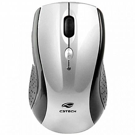 Mouse - Mouse sem Fio C3Tech M-W012SI V2 - 2.4GHz - 1600dpi - 6 botões - Preto e Prata