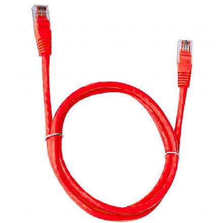 Cabo de rede - Cabo de Rede UTP (Patch Cord) RJ45 Cat 6 - 5 metros - Vermelho - Plus Cable PC-ETH6U50RD