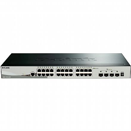 Rede Switch - Switch 24 portas D-Link DGS-1510-28x - Gerenciável e Empilhável - 24 portas Gigabit + 4 portas SFP+ 10G