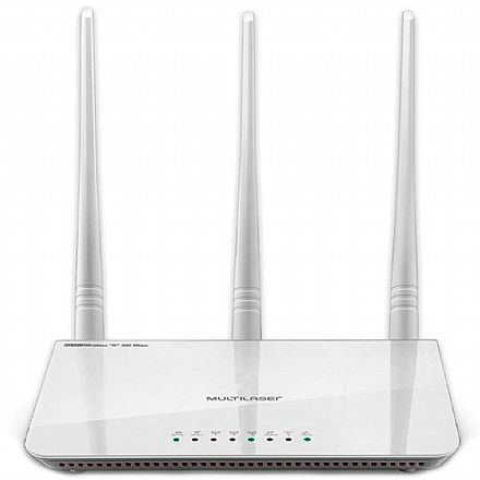 Roteador, Repetidor & Acess Point - Roteador Wi-Fi Multilaser RE163V - 300Mbps - 2.4 GHz - 3 antenas 5dBi