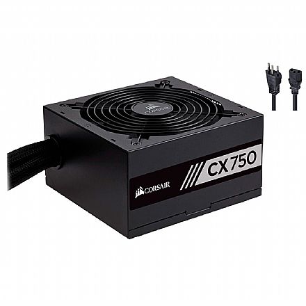 Fonte - Fonte 750W Corsair CX750 V2.4 - PFC Ativo - Eficiência 85% - 80 PLUS® Bronze - com Cabo de Froça - CP-9020123-BR