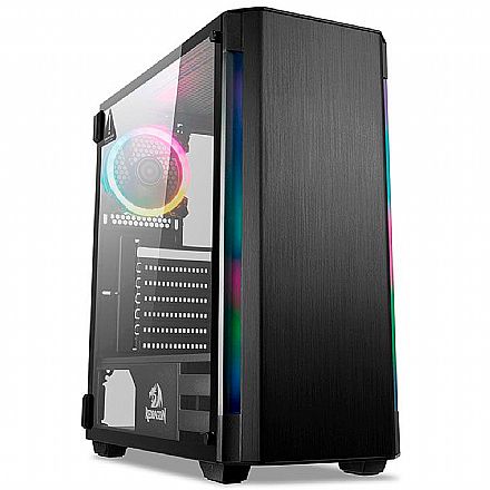 Gabinete - Gabinete Gamer Redragon Nosecone - Janela Lateral em Vidro Temperado - Mid Tower - GC-909