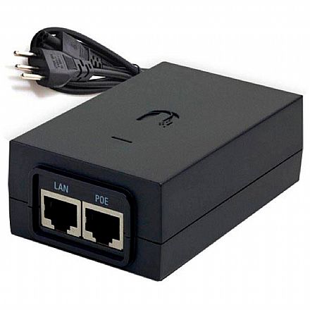 Acessórios para rede - Fonte Injetor POE Ubiquiti POE-24-12W-G BR - Gigabit - Energia e Dados através do Cabo de Ethernet - Preto - Open box