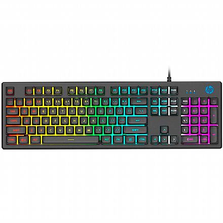 Teclado - Teclado Gamer HP K500F - Iluminação RGB - Estrutura Metálica - ABNT2 - 7ZZ97AA