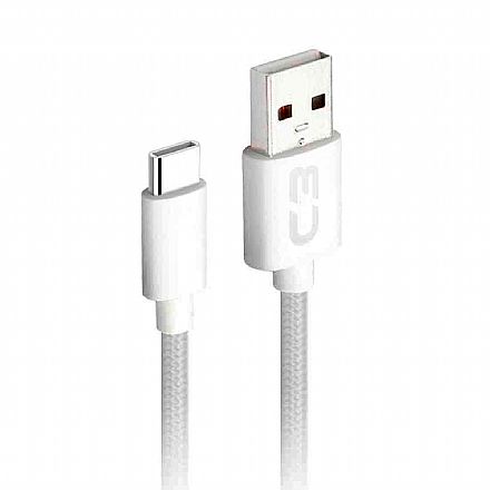 Cabo & Adaptador - Cabo USB-C para USB - 2 Metros - Branco - C3Tech CB-C21WH C3PLUS