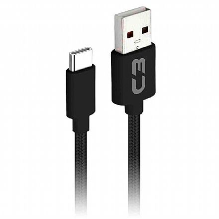 Cabo & Adaptador - Cabo USB-C para USB - 2 Metros - Preto - C3Tech CB-C21BK C3PLUS