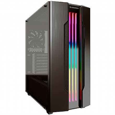 Gabinete Cougar Gaming Gemini S Iron Grey - USB 3.0 - Mid Tower - Vidro Temperado - Cooler Incluso - Painel Frontal com LED RGB Gabinete - Gabinete Cougar Gaming Gemini S Iron Grey - USB 3.0 - Mid Tower - Vidro Temperado - Cooler Incluso - Painel Frontal com LED RGB